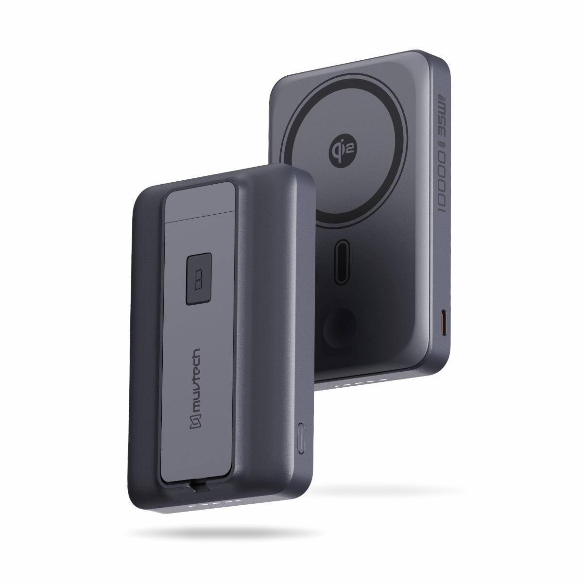 Qi2 TURBOBRIC 10000mAh Magnetic Wireless Power Bank | 35W PD Fast Charging | Type-C in/Out | Compatible with MagSafe | Kickstand | Watch Charging Output | Compact & Travel-Friendly (Black)