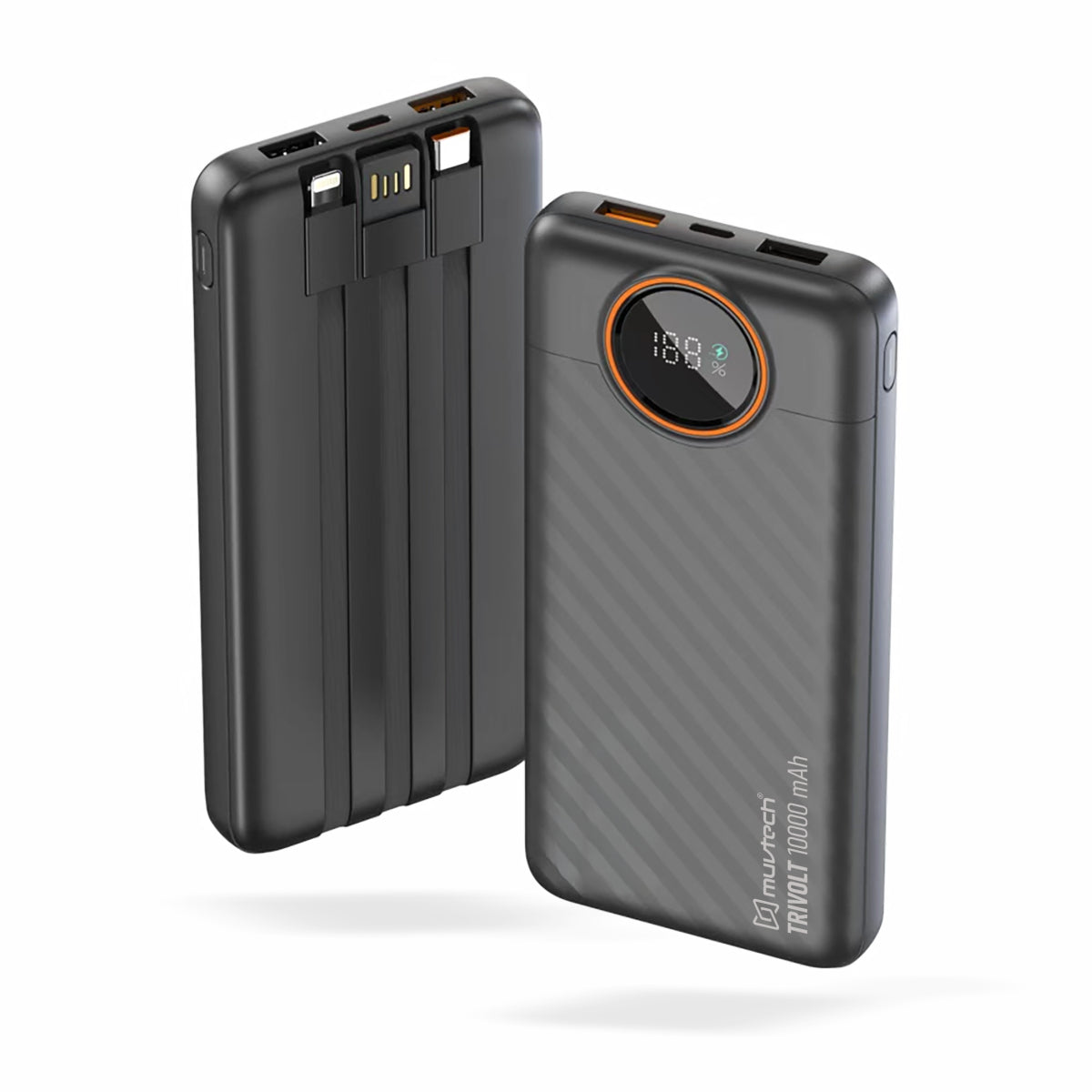 Muvtech TriVolt 10000mAh Power Bank With built-in Cables.
