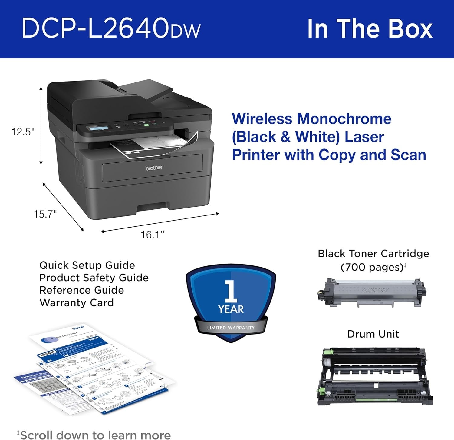 Monochrome Laser Multifunction -DCP-L2640DW