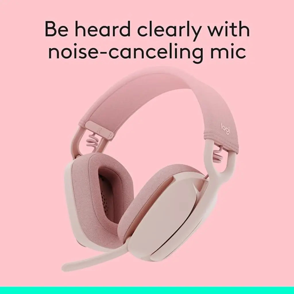 Logitech Zone Vibe 100 Lightweight Wireless Headphones with Noise-Cancelling - Rose