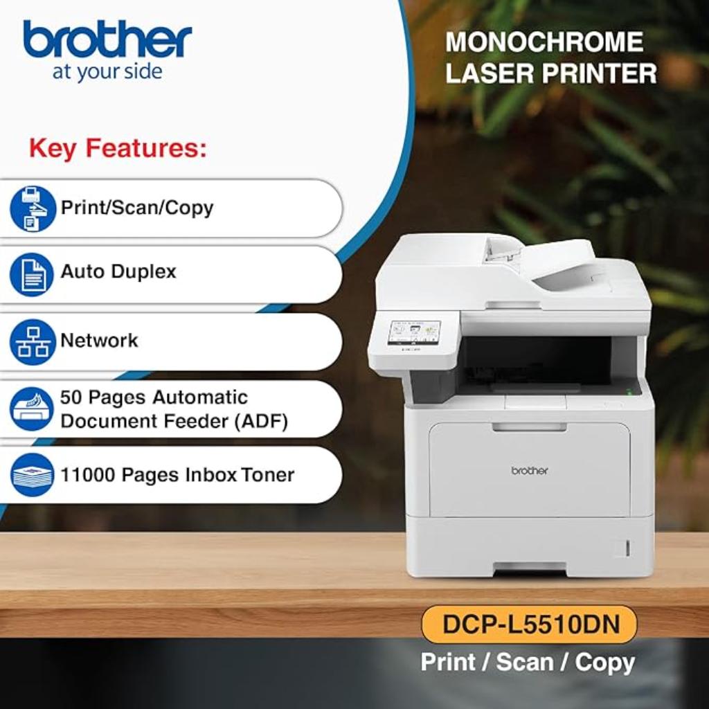 Brother DCP-L5510DN Monochrome Laser Multi-Function Duplex Printer High-Speed Printing