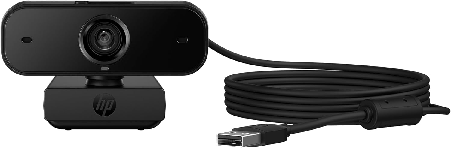 HP 430 FHD Webcam - USB, Plug & Play External Camera with Dual Mics & Privacy Shutter