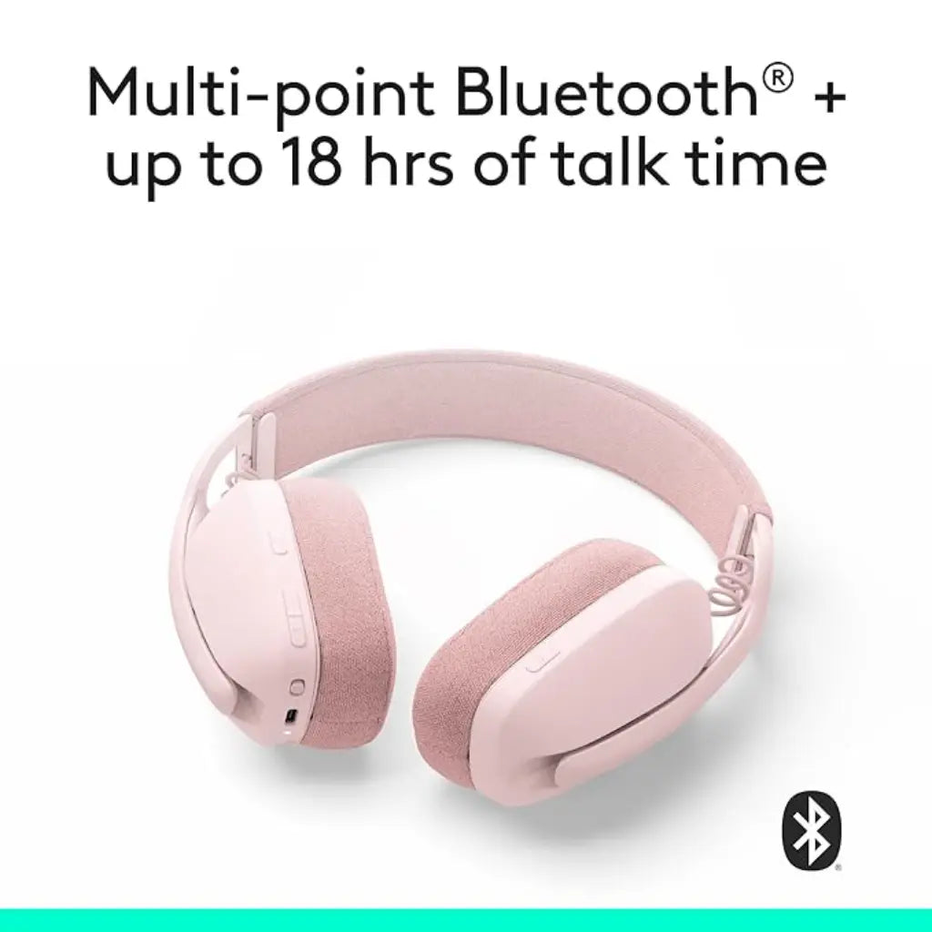 Logitech Zone Vibe 100 Lightweight Wireless Headphones with Noise-Cancelling - Rose