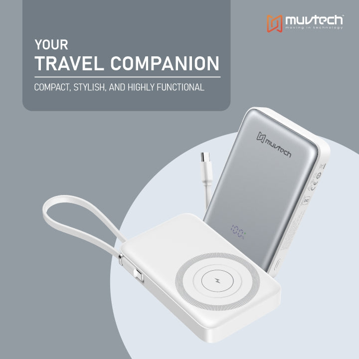 Slimsonic 10000mAh MagSafe Power Bank | Ultra-Slim Fast Charging Portable Charger with Wireless + Wired Output | USB/Type-C, LED Display, Dual Charging | Safe & Travel-Friendly for iPhone & Android