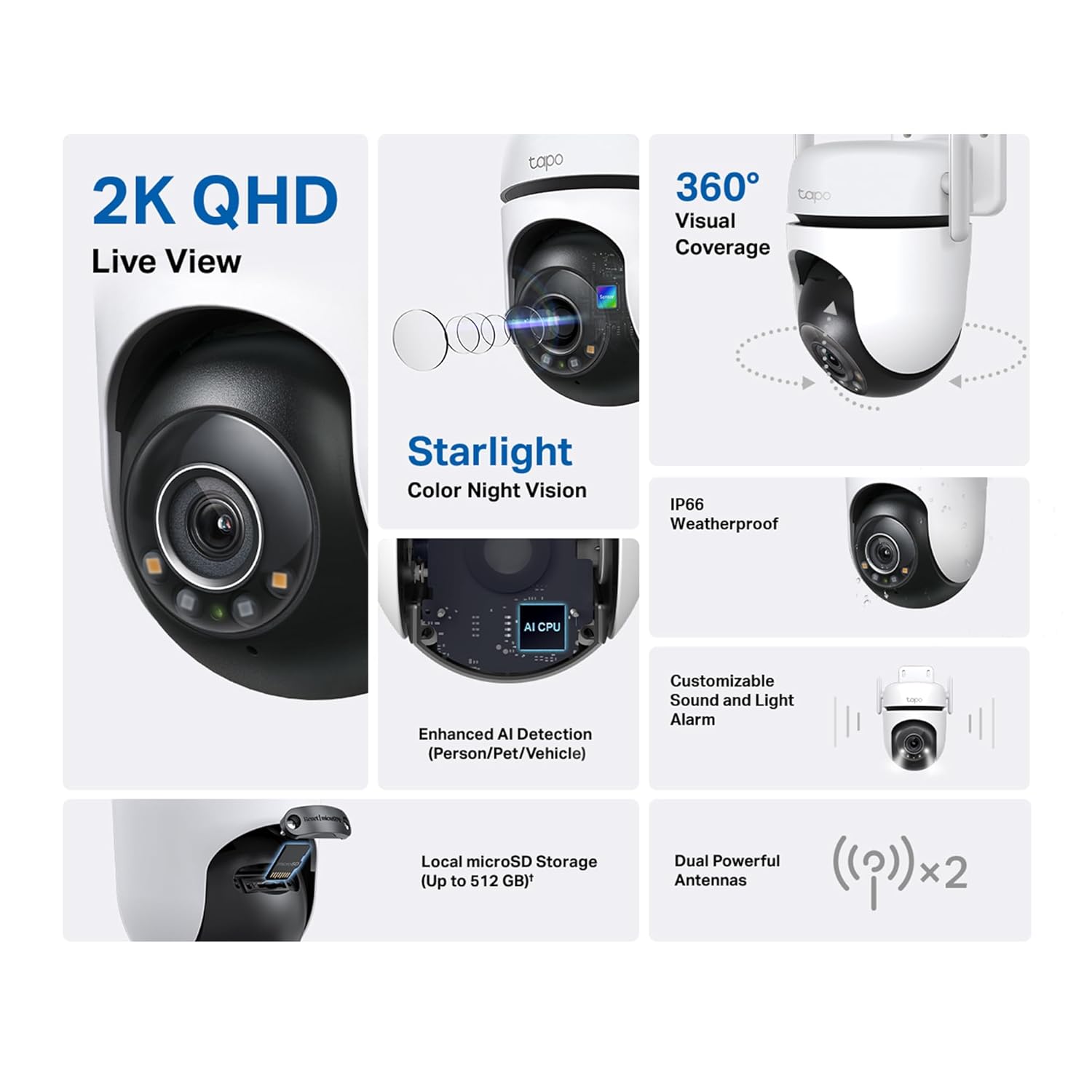 TP-Link TAPO C520WS 4MP 2K QHD Weatherproof Outdoor Security Smart Wi-Fi Camera - White