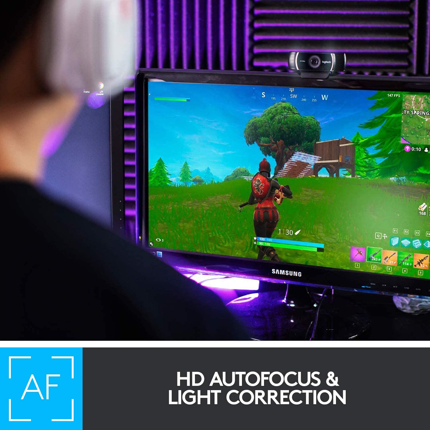 Logitech C922 Pro Stream 1080P HD Gaming Webcam with Auto Light Correction and Stereo Mic