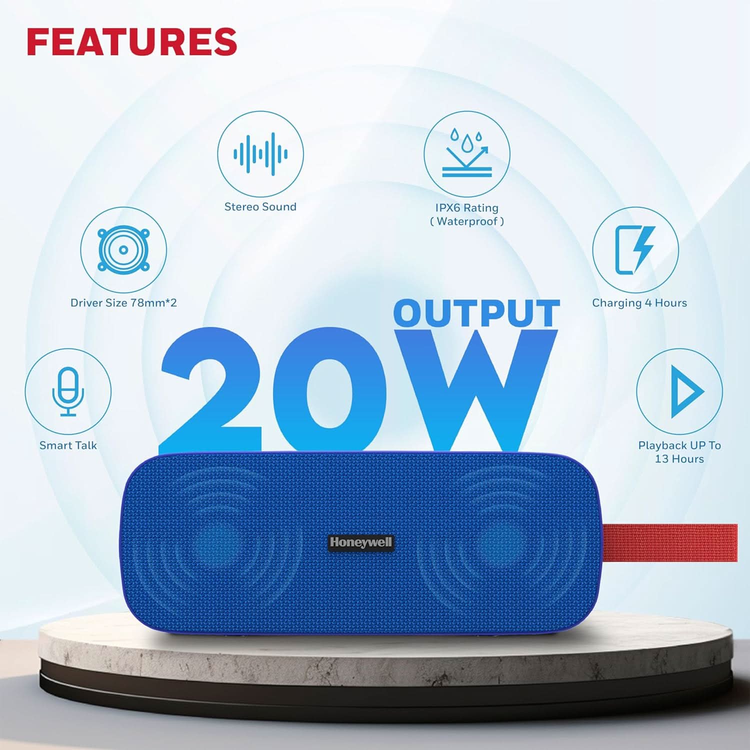 Honeywell Trueno U300 20W 5.3 Bluetooth Speaker, Blue