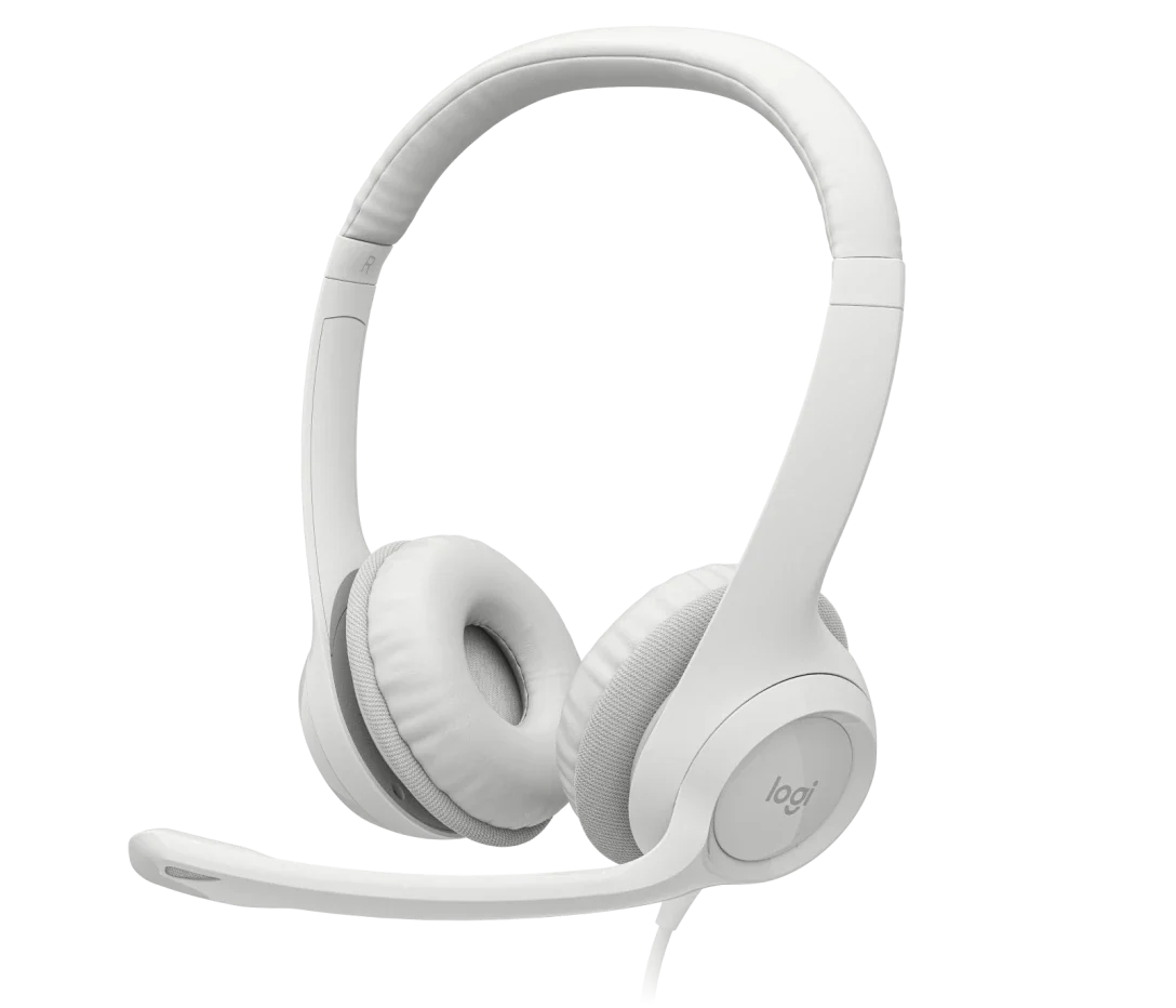 Logitech H390 USB Wired Headphone with Noise Cancelling Rotatable Mic- Off White