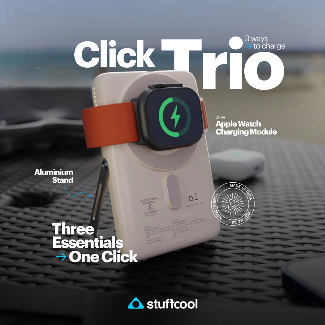 Click Trio 10000mAh Magnetic Wireless Powerbank with Apple Watch Charging