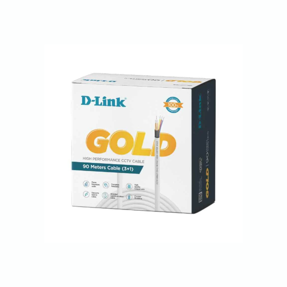 Dlink CCTV 3+1(90 MTR)Gold (DCC-CCU-90)Cable