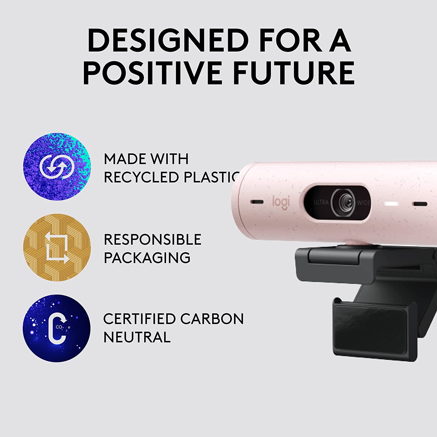 Logitech BRIO 500 1080p Full-HD Webcam with Dual Mics and Auto Light Corrections - Black