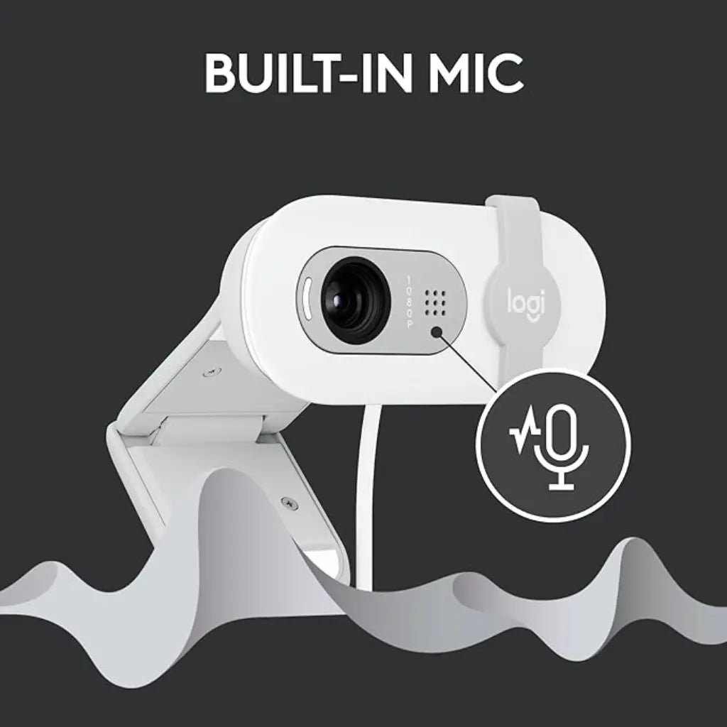 Logitech BRIO 100 USB-A 1080p FHD Webcam with Privacy Shutter and Built-in Mic - Off White