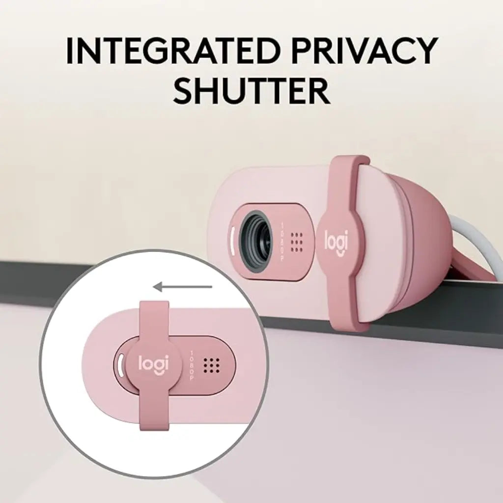 Logitech BRIO 100 USB-A 1080p FHD Webcam with Privacy Shutter and Built-in Mic - Rose