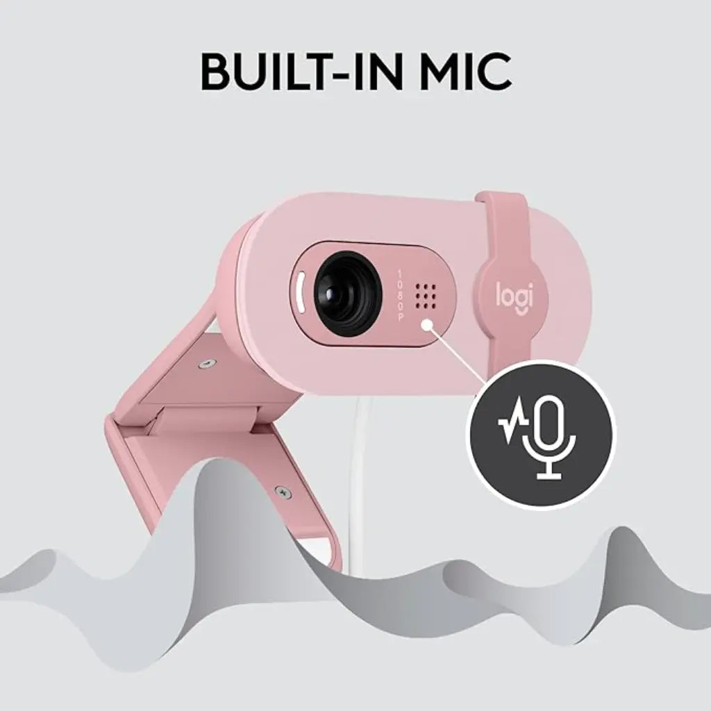 Logitech BRIO 100 USB-A 1080p FHD Webcam with Privacy Shutter and Built-in Mic - Rose