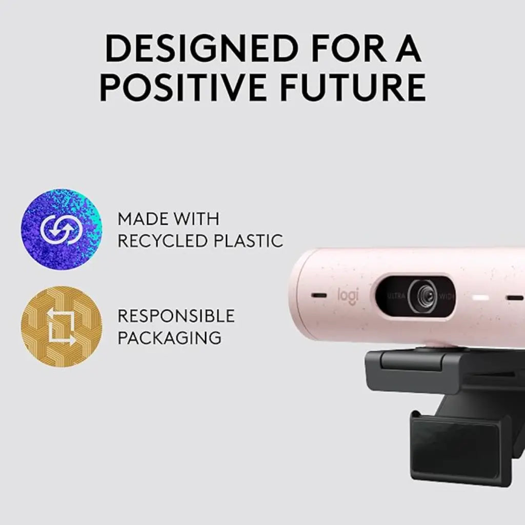 Logitech Brio 500 Full HD 1080p Webcam with Noise Reducing Mics - Rose