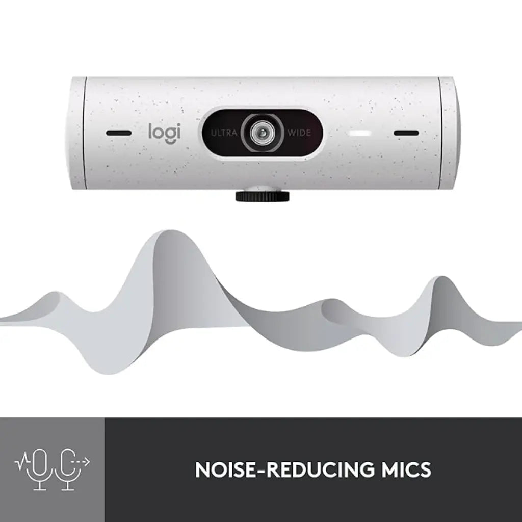 Logitech Brio 500 Full HD 1080p Webcam with Noise Reducing Mics - Off White