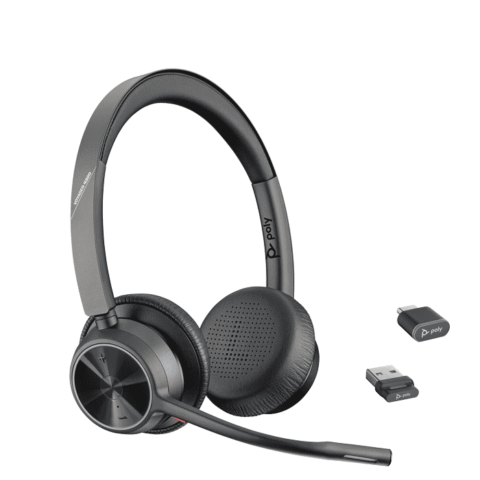 Poly Voyager 4320 UC USB-C Bluetooth Wireless Over Ear Office Headset with Mic