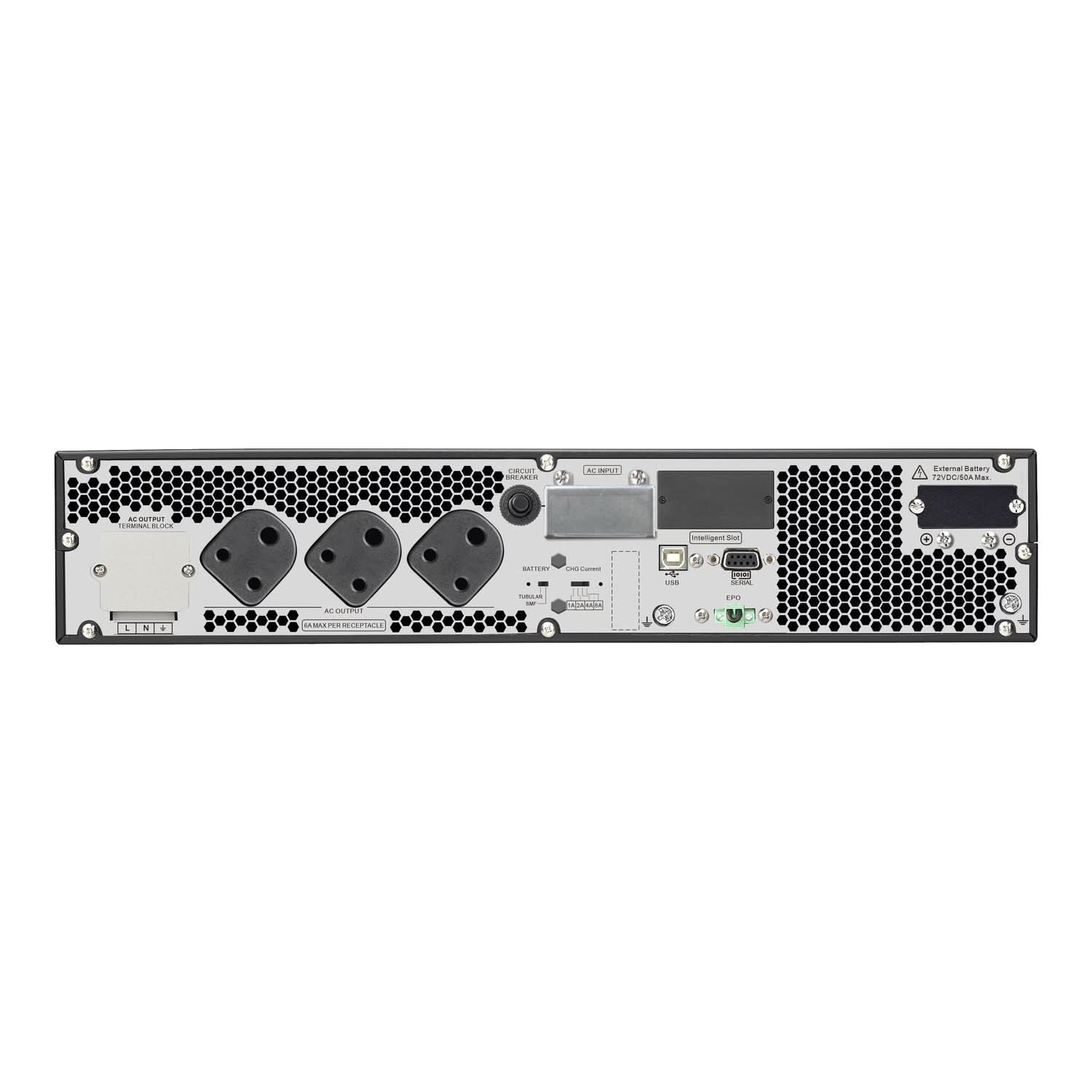APC Easy UPS On-Line SRV2KUXI-IN - 2000VA/ 1600W | 230V | 3 India 3-pin 6A + 1x Hard wire 3-wire(1P+N+E) Outlets | Rackmount 2U | Intelligent Card Slot | Visual LCD and Audible Alarms | No battery, W/O rail kit | 2 years Warranty