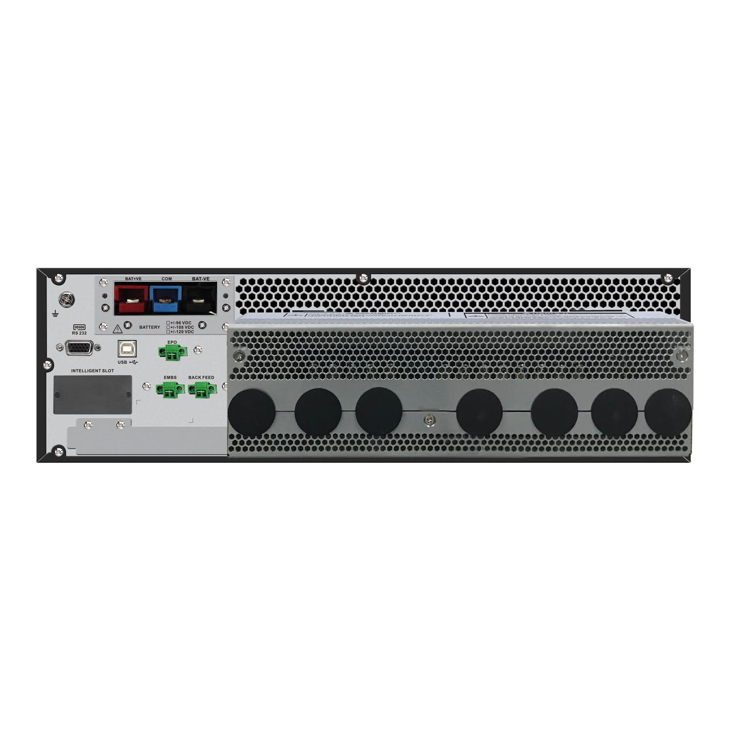 APC Easy UPS On-Line SRV20KUXI-IN - 20kVA/20kW | 230V | 1x Hard wire 3-wire(1P+N+E) Outlets | Rackmount 3U | Intelligent Card Slot | Visual LCD and Audible Alarms | No battery, W/O rail kit | 2 years Warranty