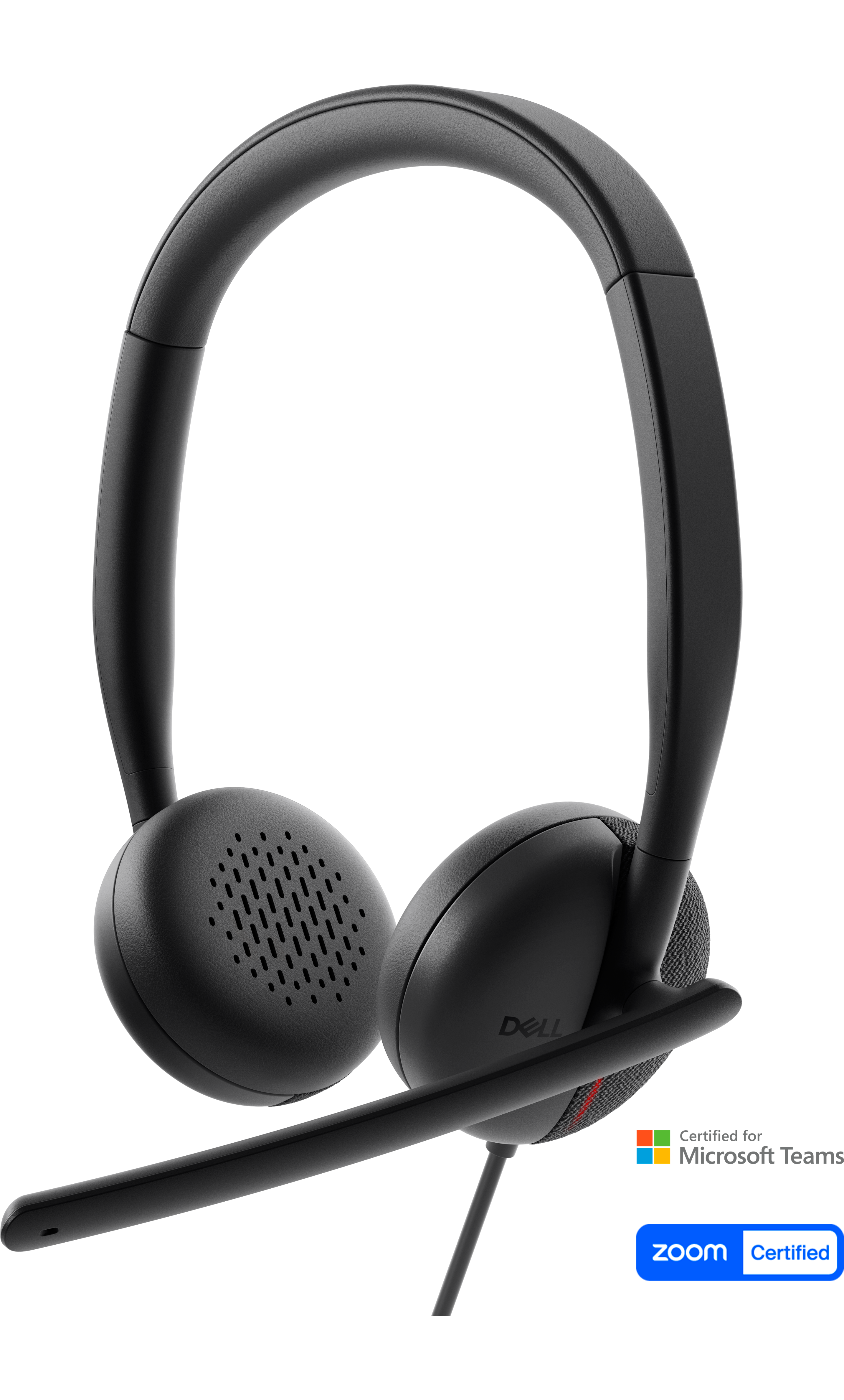Dell WH3024 Wired Lightweight Headband AI-Based Noise Cancellation Headset with Microphone - Black