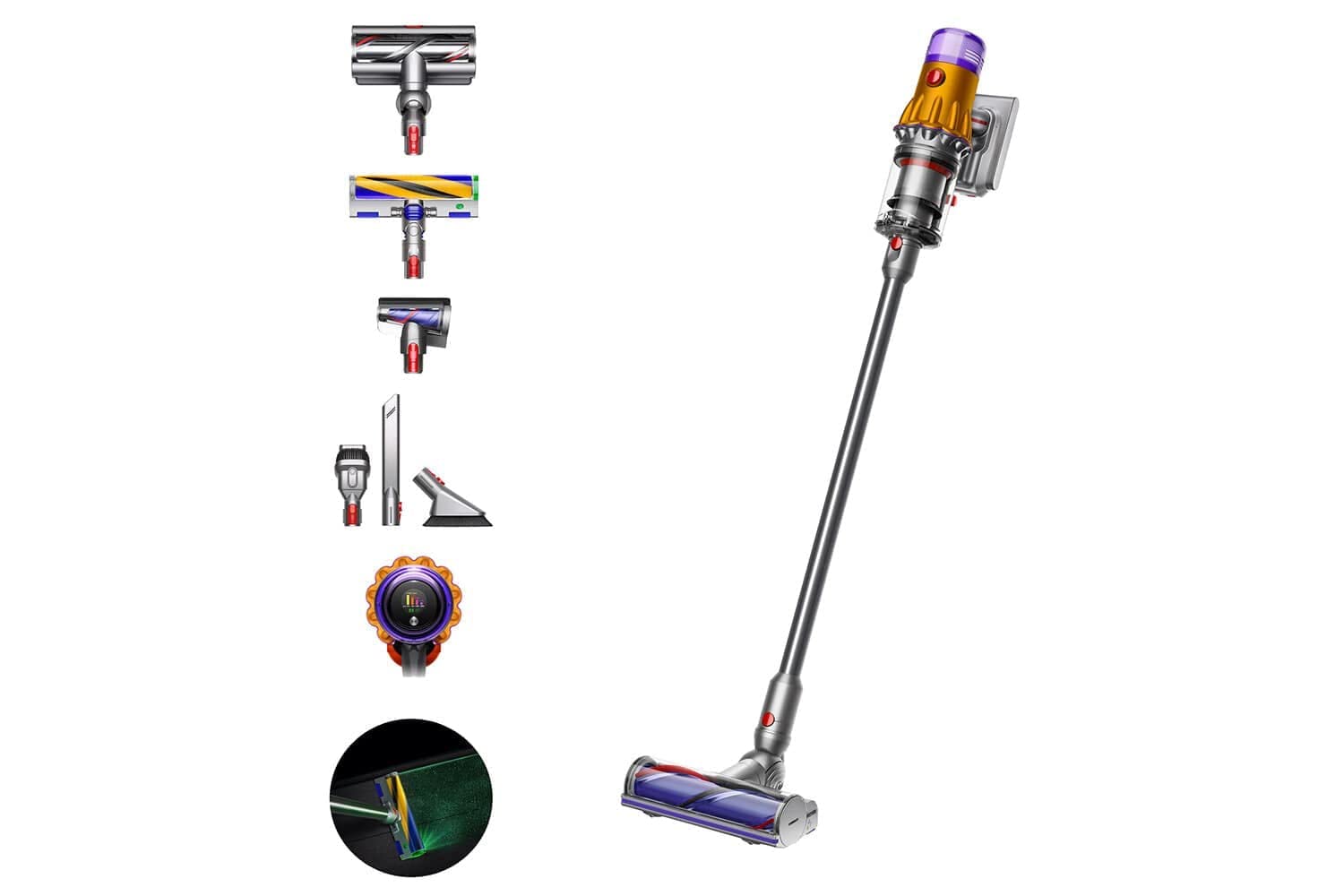 Dyson V12 Detect Slim Total Clean Cord-Free Vacuum Cleaner, Yellow/Iron/Nickel