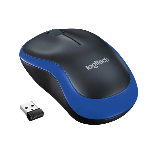 Logitech wireless mouse with USB receiver on a white background