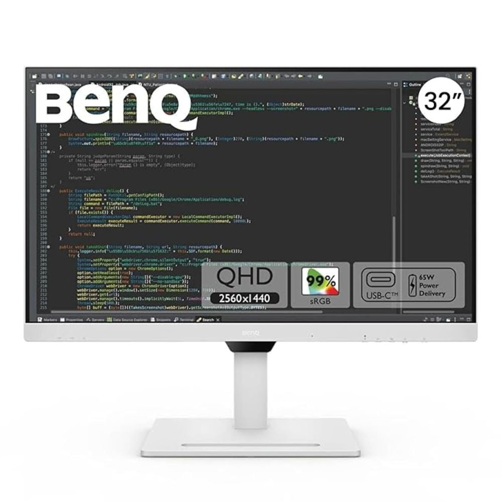 BenQ GW2790QT (White) – 27" 2K QHD IPS Borderless, 75Hz, 99% sRGB, USB-C/HDMI/DP, Speakers, 3 Year Onsite Warranty