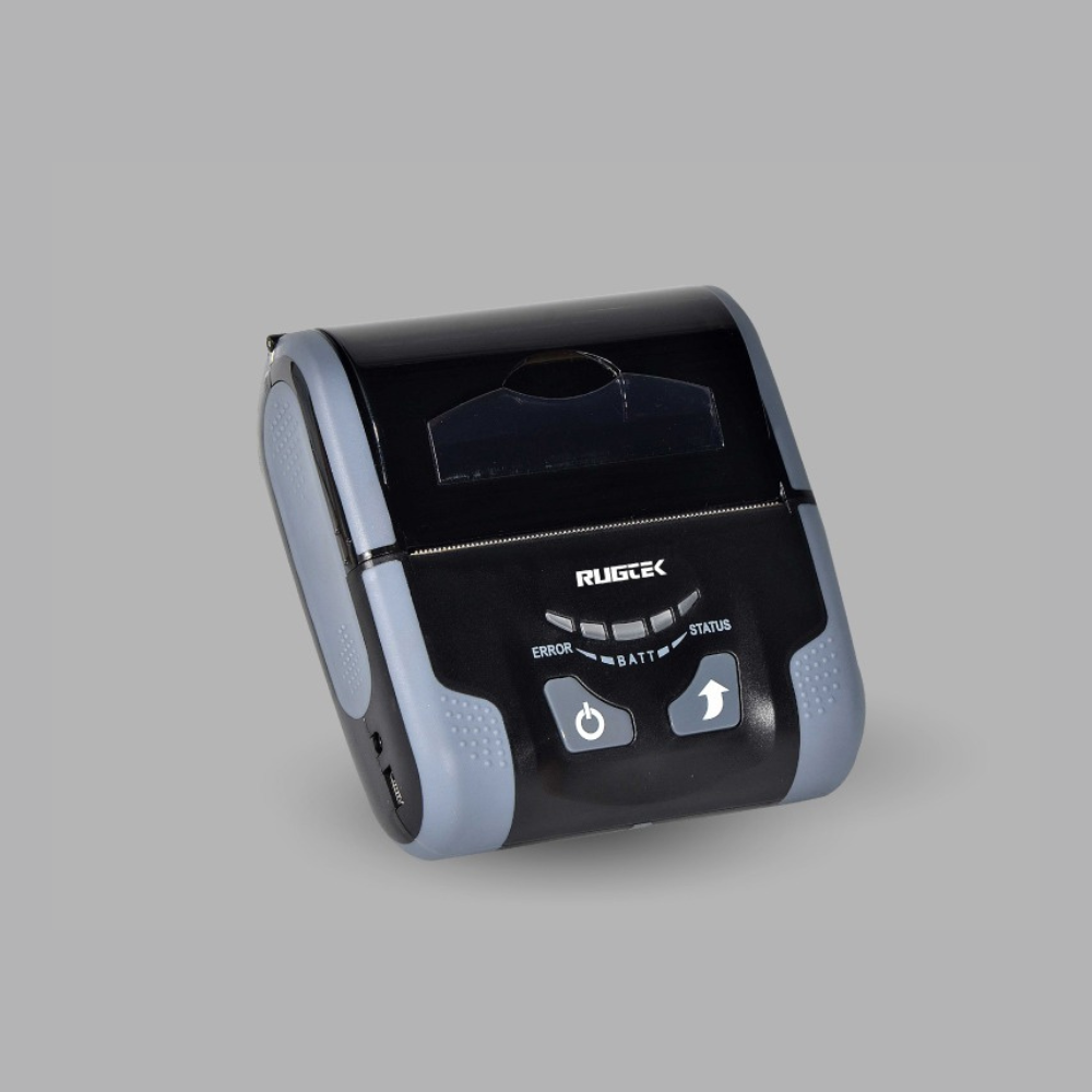 Rugtek BP-03 Mobile Bluetooth & USB Receipt Printer – 3" Print Width, 75mm/s, 2000mAh Battery, Barcode Support, 1 Year Warranty