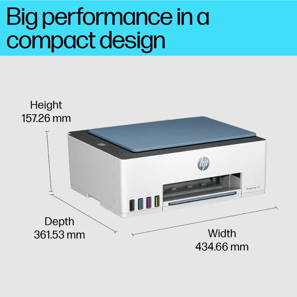 HP Smart Tank 525 (1F3W3A) – All-in-One Ink Tank Printer, Copy/Scan/Print, 4000 Pages Black & 6000 Pages Color Yield, USB, 1 Year Warranty