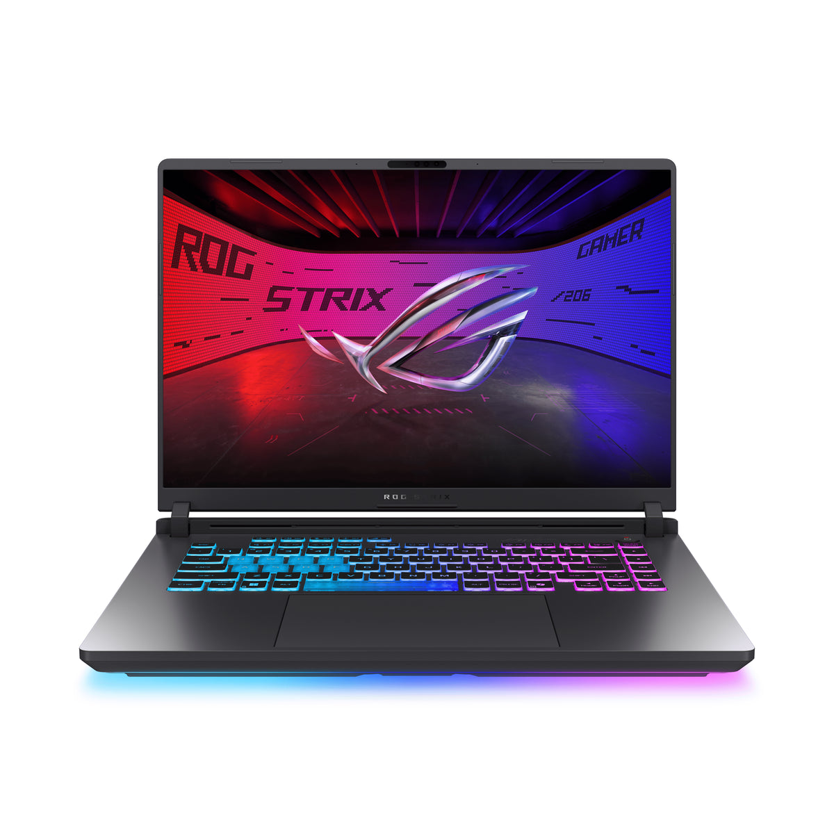Gaming laptop with ROG Strix logo on a white background
