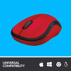 Logitech M221 1000DPI Silent 2.4GHz Wireless Optical Mouse - Red