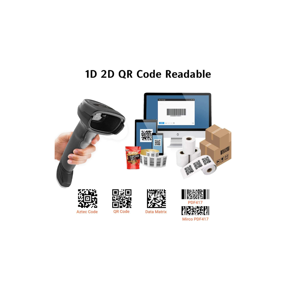 Zebra DS4608-XD7U2104ZVY – 2D Wired Barcode Scanner, Black USB Kit (India Only), Shielded USB Cable, 5 Year Warranty
