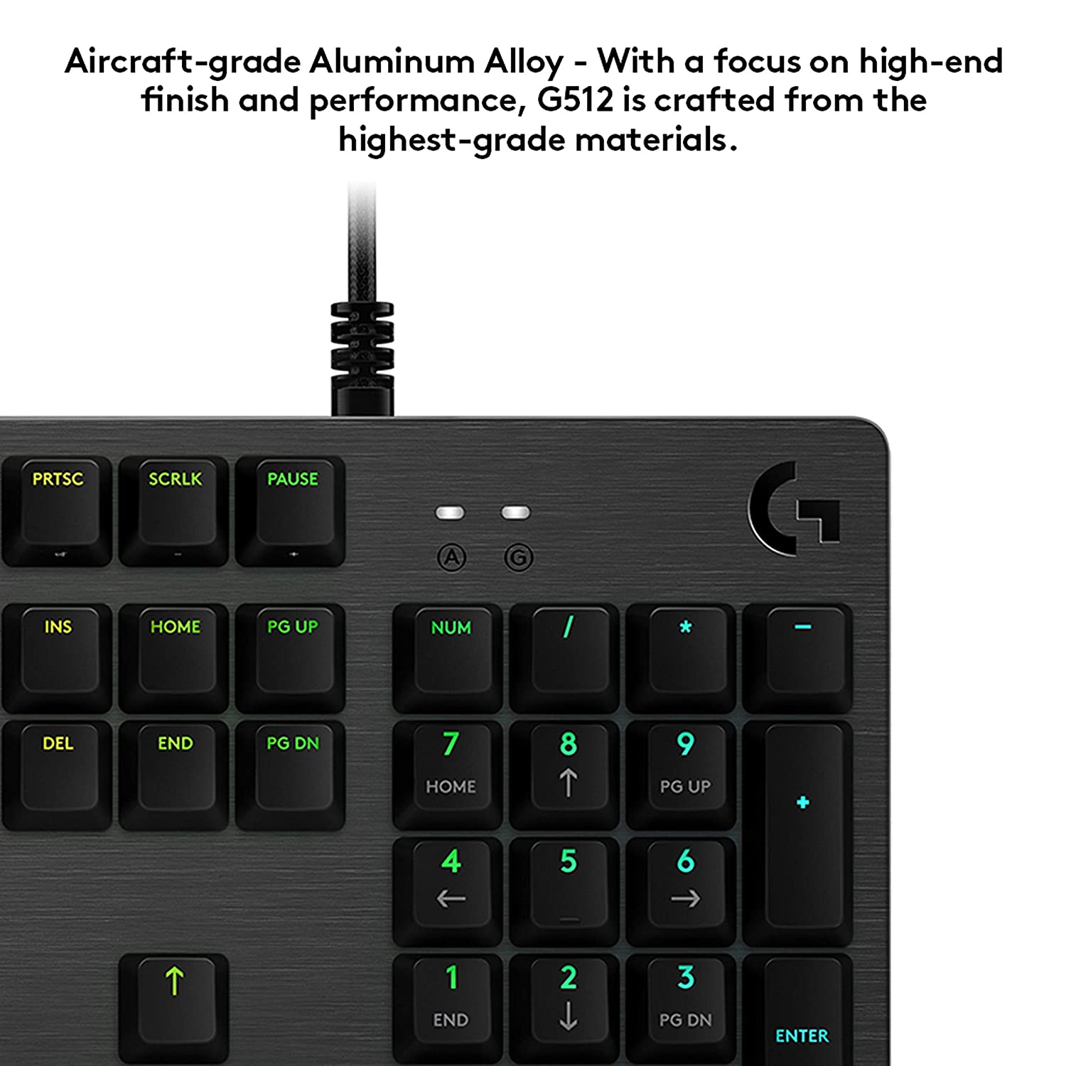 Logitech G512 Mechanical Wired Gaming Keyboard with GX Brown Tactile Switch USB Passthrough and Lightsync RGB