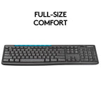 Logitech MK275 2.4 GHz Full-Size Wireless Keyboard and Mouse Combo