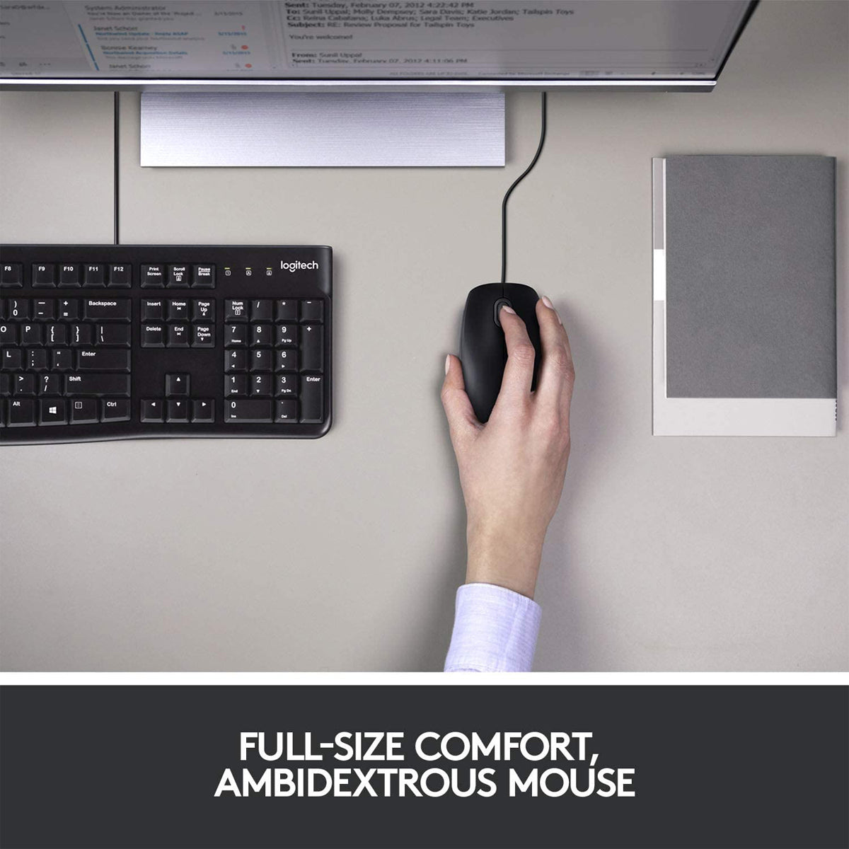 Logitech MK120 Wired Keyboard and Optical Mouse Combo with Spill Resistant Design