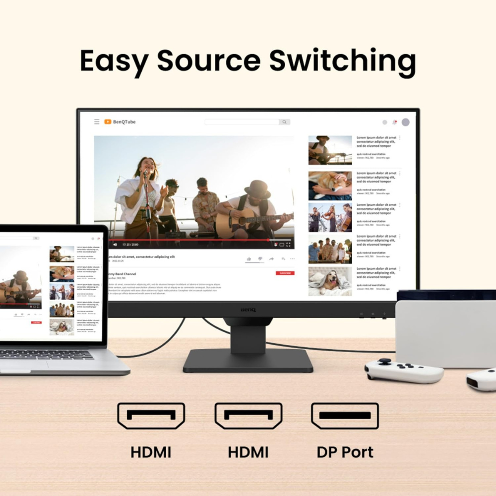 BenQ GW2490 – 23.8" FHD IPS Borderless, 100Hz, 99% sRGB, HDMI/DP, Speakers, Coding Mode, Wall Mount, 3 Year Onsite Warranty