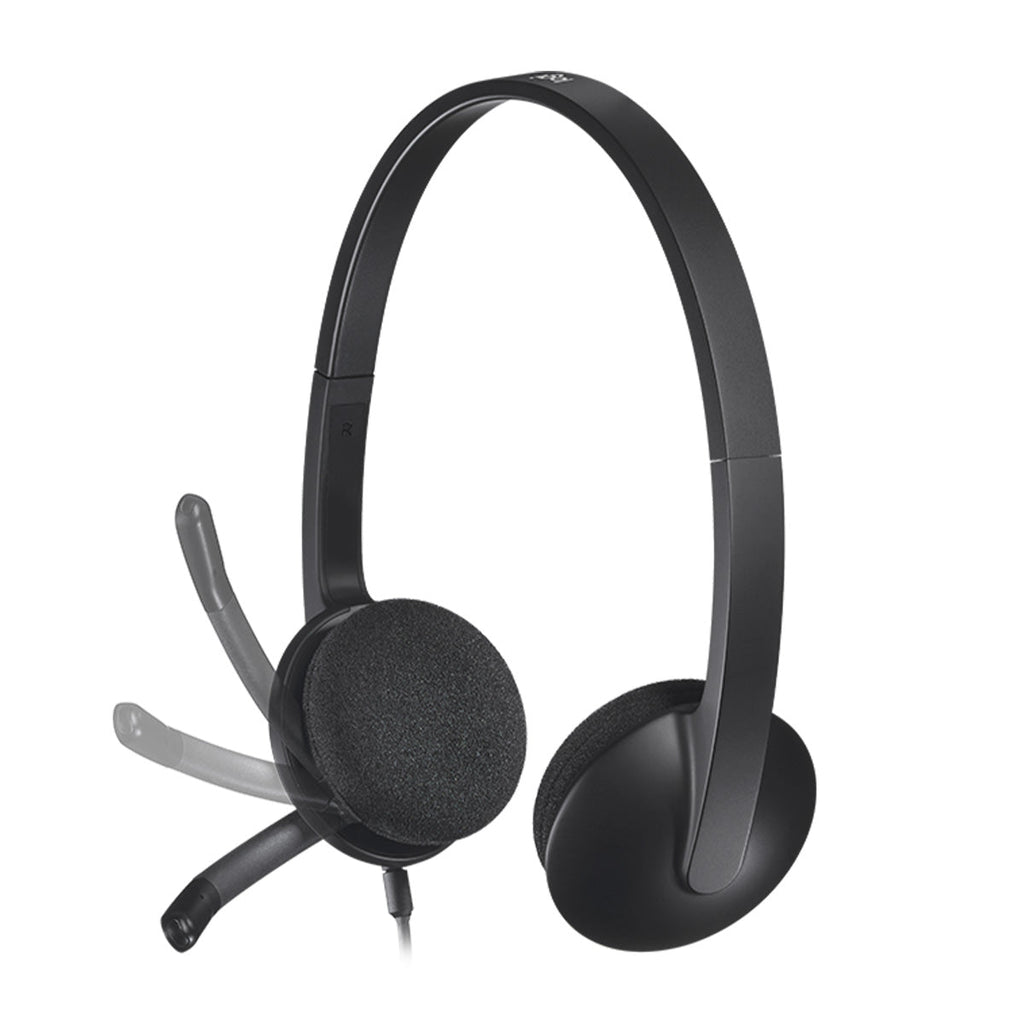 Logitech H340 USB Wired Headphone with Noise Cancelling Rotatable Mic - Black