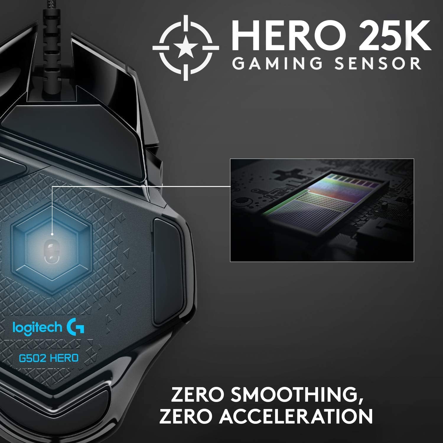 Logitech G502 Hero Wired 25K Sensor Gaming Mouse with Adjustable DPI Up to 25600 On-Board Memory and 11 Programmable Buttons