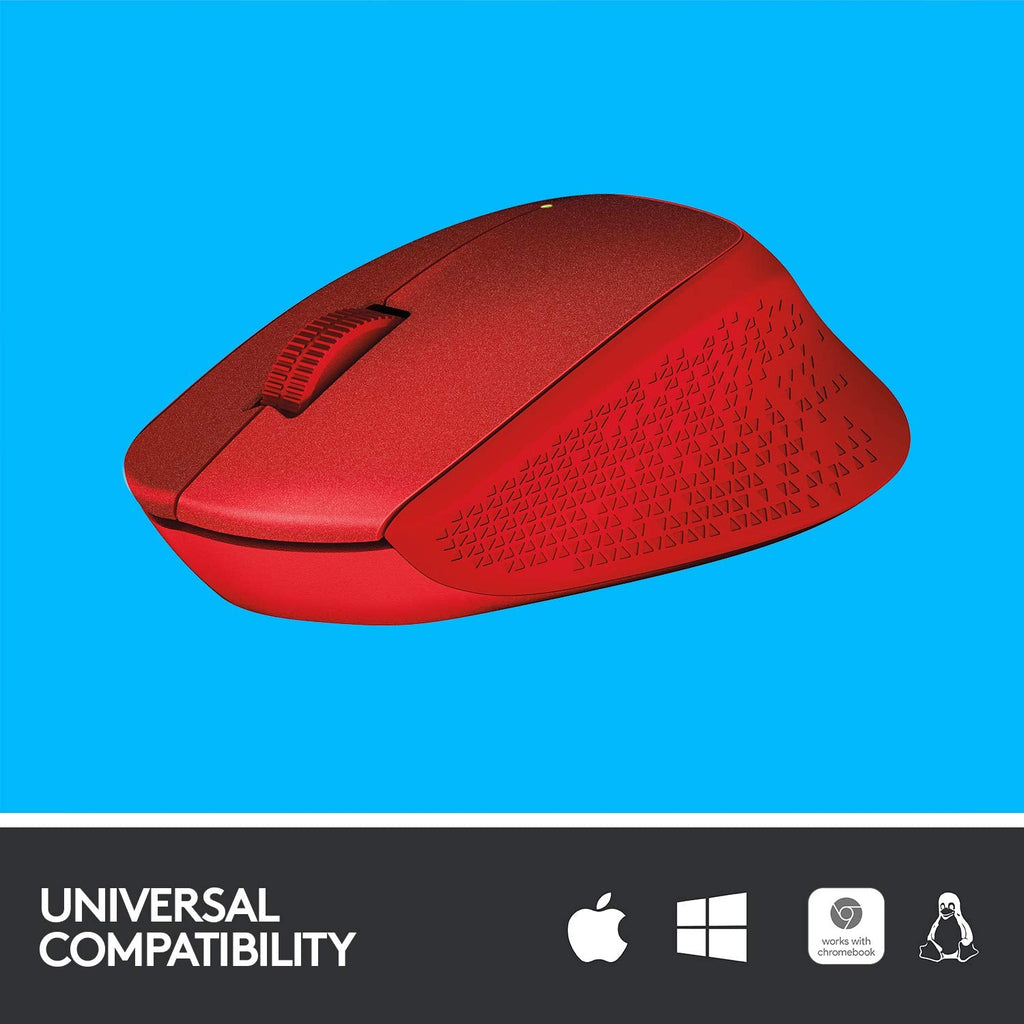Logitech M331 Silent Plus 1000DPI 2.4GHz Optical Wireless Mouse - Red