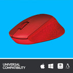 Logitech M331 Silent Plus 1000DPI 2.4GHz Optical Wireless Mouse - Red