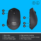 Logitech M331 Silent Plus 1000DPI 2.4GHz Optical Wireless Mouse - Black