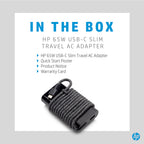 HP 65W USB Type-C Slim Travel Power Adapter Charger