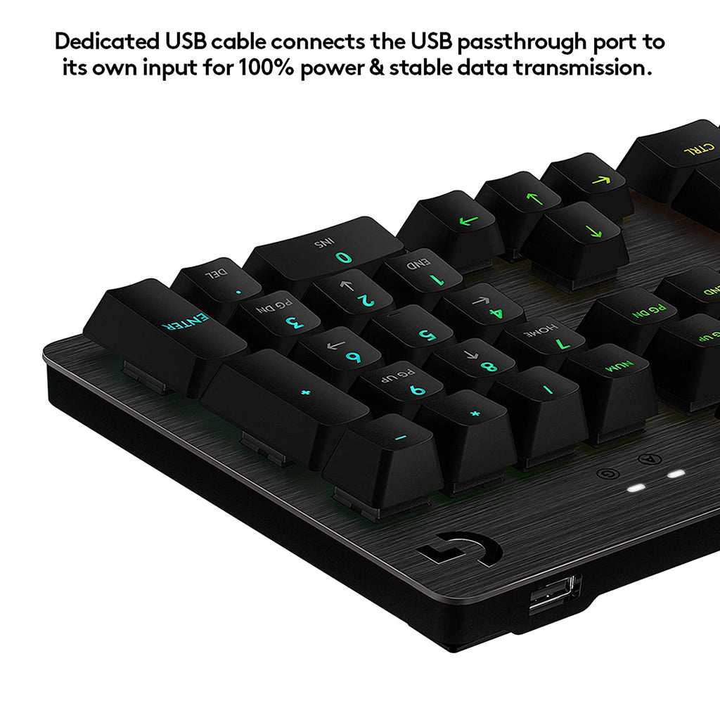 Logitech G512 Mechanical Wired Gaming Keyboard with GX Brown Tactile Switch USB Passthrough and Lightsync RGB