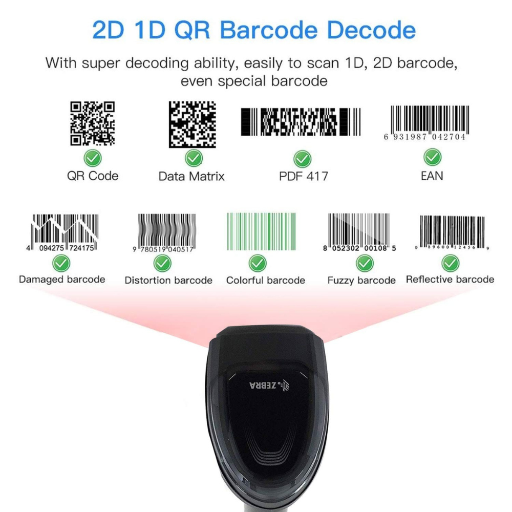Zebra DS8178-SR7U2100SFK – 2D Cordless Barcode Scanner, 1D/2D Imager, USB, Handheld, IP52, 3 Year Warranty