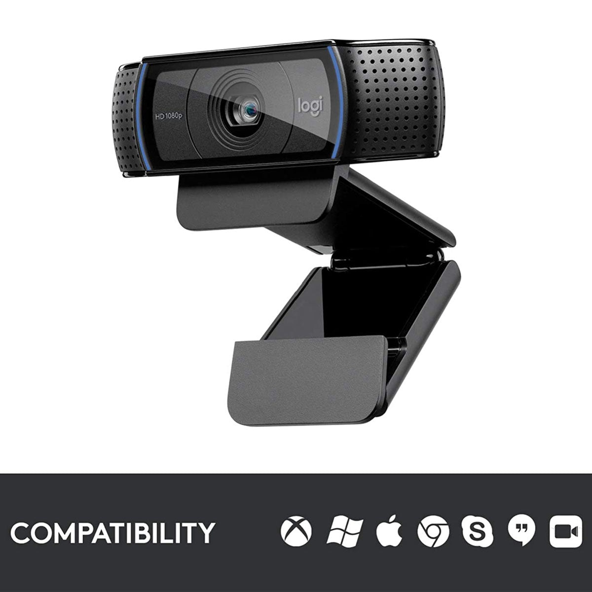 Logitech C920 1080P HD Webcam with Auto Low Light Correction Built-in Dual Stereo Mic and Face Tracking