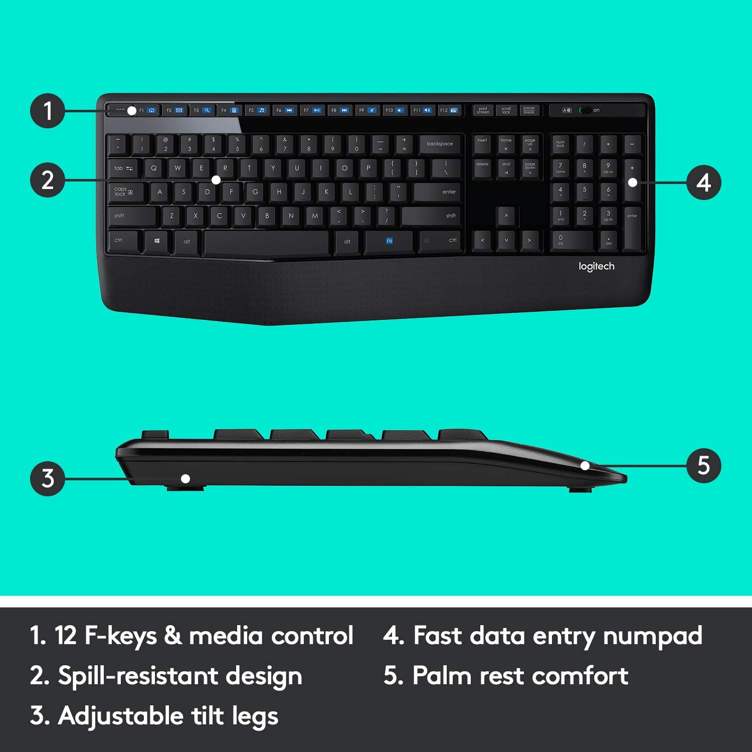 Logitech MK345 2.4 GHz Full-Size Wireless Keyboard and Mouse Combo