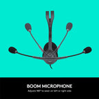 Logitech H111 3.5mm Wired Stereo Headset with 180° Rotating Microphone - Black