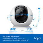 TP-Link Tapo TC71 3MP 2K QHD Pan/Tilt Home Security Wi-Fi Camera - White