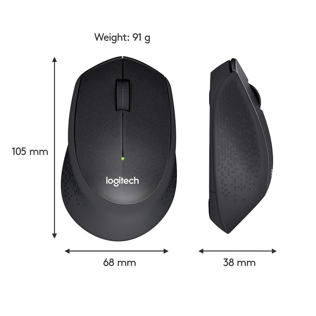 Logitech M331 Silent Plus 1000DPI 2.4GHz Optical Wireless Mouse - Black