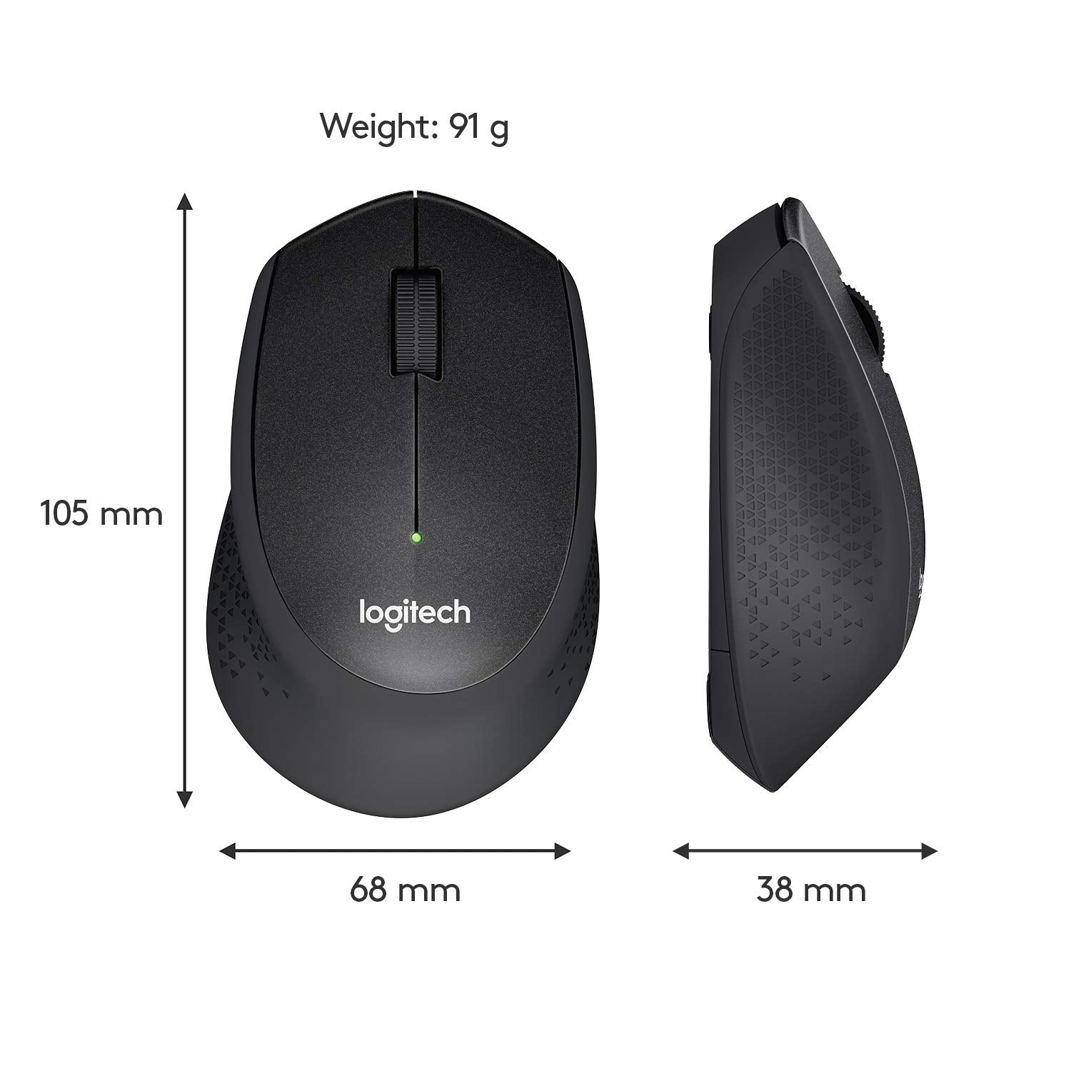 Logitech M331 Silent Plus 1000DPI 2.4GHz Optical Wireless Mouse - Black